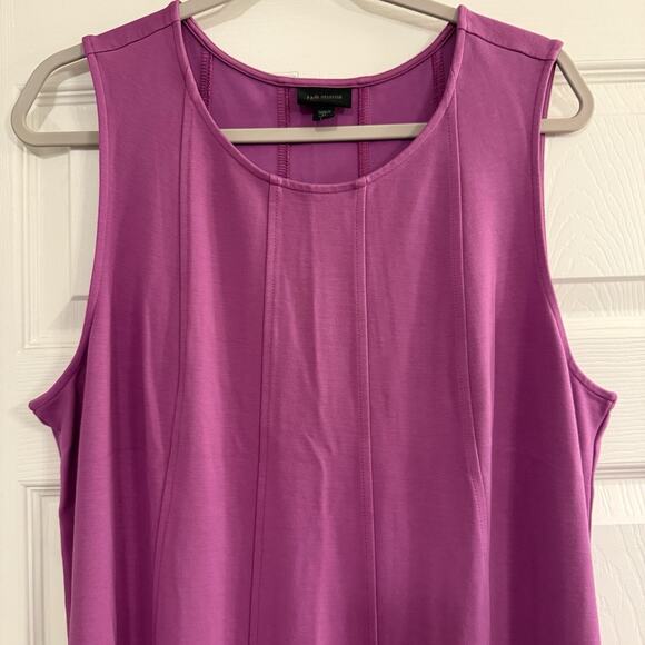 J. Jill Wearever Collection Tank Dress Sz XLP Purple Pleated Midi Stretch Casual - Picture 3 of 12